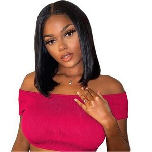 HUMAN HAIR 13x6 Straight Bob PrePlucked HD Lace Frontal Glueless 200 Density 12”
